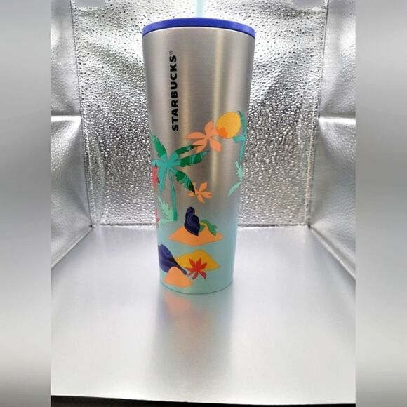 NWT! Starbucks 2020 Desert Palm Gradient Tumbler 24oz Palm Trees Islands Mermaid - Picture 1 of 4